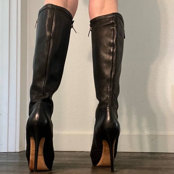 Jimmy Choo black double sided zipper leather boots with stiletto heels - Picture 2 of 12